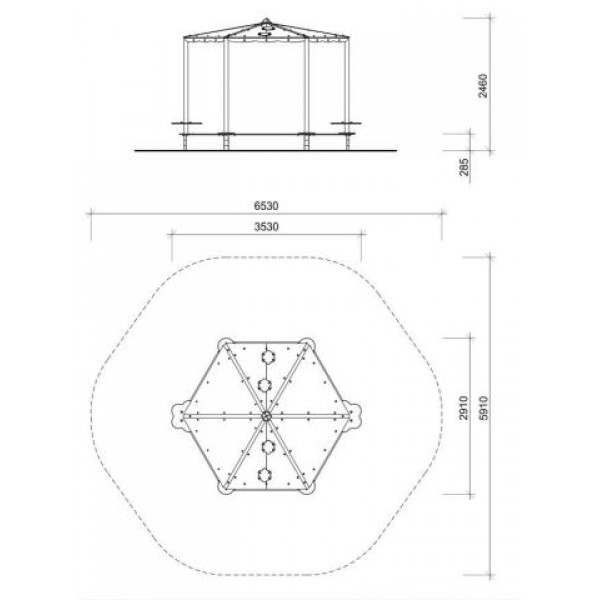 Piaskownica betonowa 6-boczna zadaszona