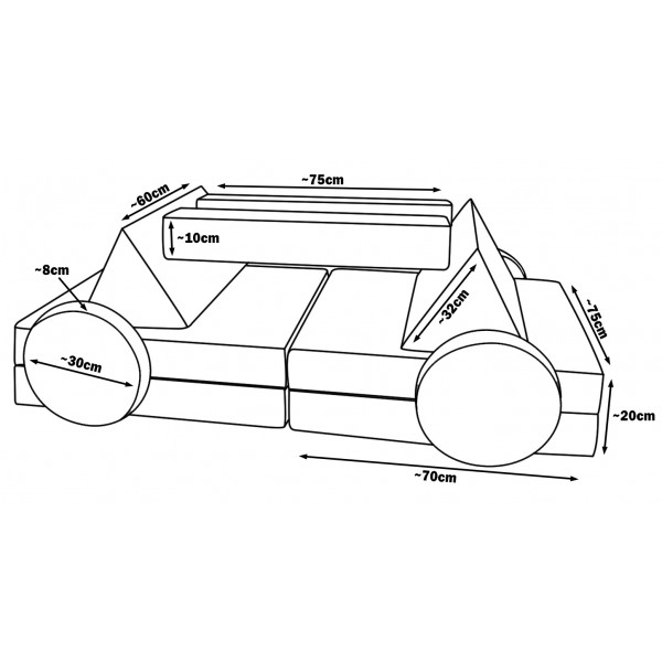 Wielofunkcyjna sofa modułowa dla dziecka Turkus
