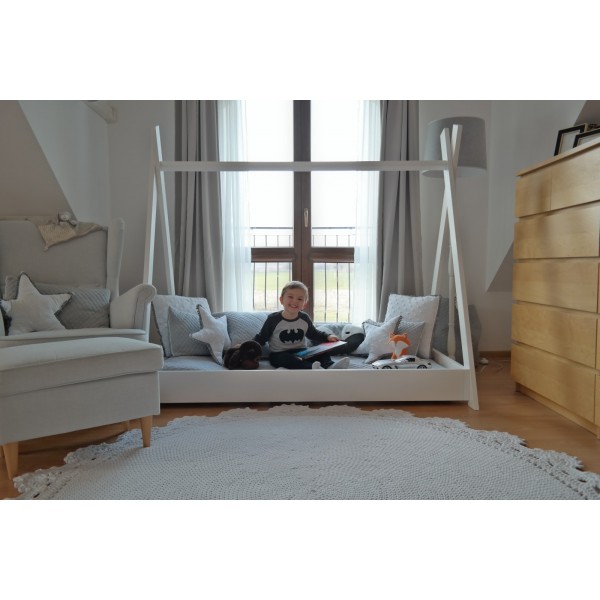 Białe łóżko dziecięce namiot tipi skandynawskie 160x80cm