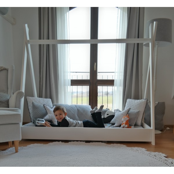 Białe łóżko dziecięce namiot tipi skandynawskie 160x80cm