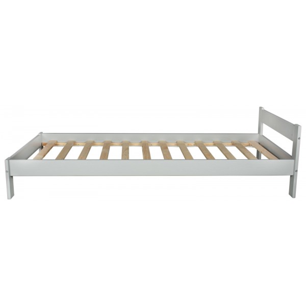Szare łóżko dziecięce drewniane pojedyncze klasyczne skandynawski styl 190x90 cm