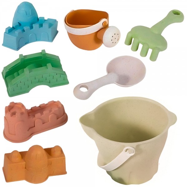 Zestaw do Piasku  w Wiaderku Zamki 8 el. BIODEGRADOWALNY ORGANICZNY MATERIAŁ WOOPIE