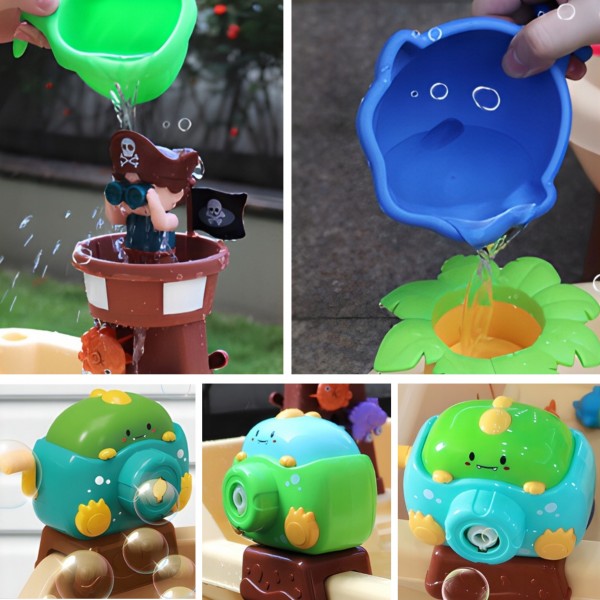 Stolik Wodny 2w1 Piaskownica Statek Piracki XL z Maszyna do Robienia Baniek Mydlanych WOOPIE 