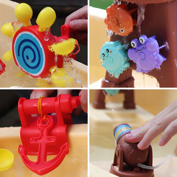 Stolik Wodny 2w1 Piaskownica Statek Piracki XL z Maszyna do Robienia Baniek Mydlanych WOOPIE 