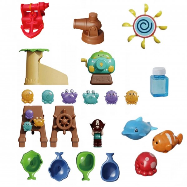 Stolik Wodny 2w1 Piaskownica Statek Piracki XL z Maszyna do Robienia Baniek Mydlanych WOOPIE 