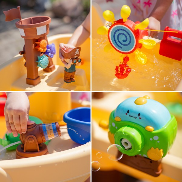 Stolik Wodny 2w1 Piaskownica Statek Piracki XL z Maszyna do Robienia Baniek Mydlanych WOOPIE 