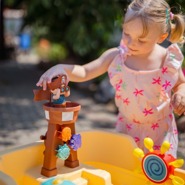 Stolik Wodny 2w1 Piaskownica Statek Piracki XL z Maszyna do Robienia Baniek Mydlanych WOOPIE 